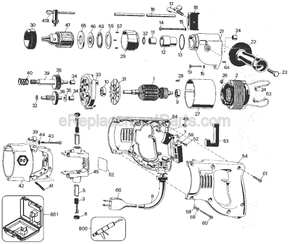 Page A Diagram and Parts List for 5035-10 Type 1 Black and Decker Hammer Drill